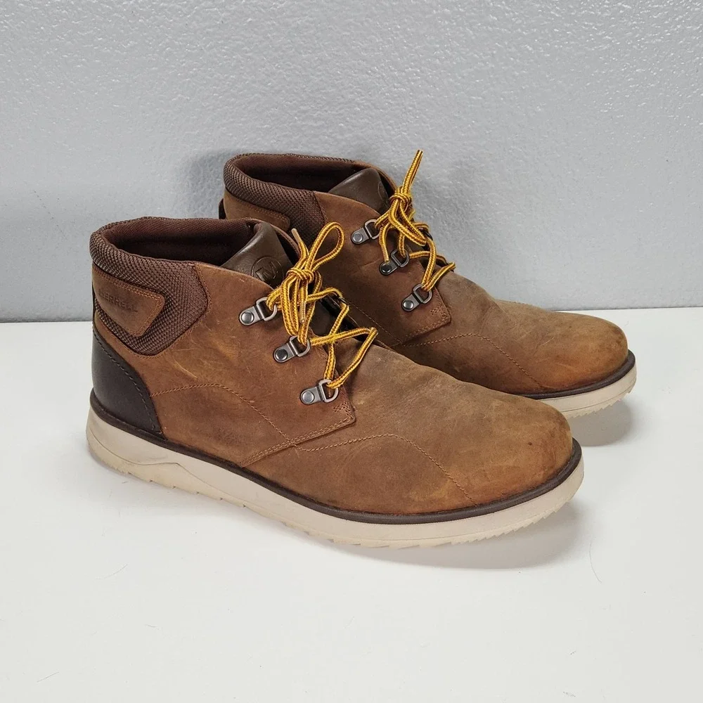 Merrell Epiction Boulder Mens 13 Brown Sugar Leather Chukka Boots Lace Up J23679
